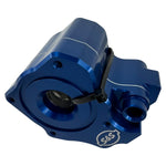 An S&S Cycle Complete Camchest Kit for 2017-Up Harley-Davidson M8 (Air/Oil Cooled Only) with blue anodized parts, sealant tubes, an S&S 475 cam, bolts, and hardware displayed on a white background.