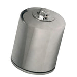 A close-up of a chrome K&N Oil Filter cylinder.