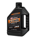 A black 1-quart container of Maxima Conventional Engine Oil, featuring an orange and black label with product details, this high-quality oil from Maxima is specifically designed for 4-stroke motorcycle engines.