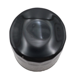 Two upright Mid-USA Oil Filters for Harley-Davidson Evolution motorcycles are shown: one with a chrome finish and one with a matte black finish.
