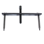 Wyatt Gatling Clutch Hub Spring Compressor for 1971-1984 Harley-Davidson Ironhead—black metal tool set with flat bar, central bolt, two rods, and wing nuts—by Wyatt Gatling, displayed on a white background.