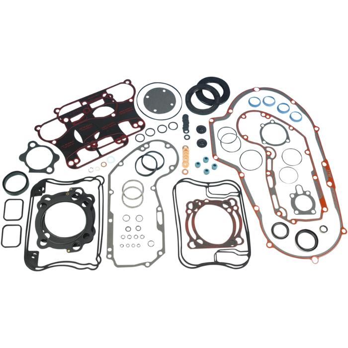 James Gaskets Master Rebuild Gasket Set for 1991-2003 Harley-Davidson Sportster, with assorted gaskets and seals of various shapes and sizes, arranged on a white background.