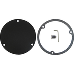 Three sets of Drag Specialties Derby Covers for 1970-1998 Harley-Davidson Big Twin motorcycles, each with matching gaskets, screws, and small hex keys, are arranged on a white background—these durable and stylish accessories from Drag Specialties make perfect replacements or upgrades for your Harley-Davidson’s derby cover.