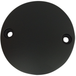 Three Drag Specialties Points Covers for 2017-2025 Harley-Davidson Big Twin motorcycles, each featuring two mounting holes, are displayed in silver, matte black, and textured black finishes. The round metal covers from Drag Specialties are arranged diagonally against a white background.