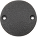 Three Drag Specialties Points Covers for 2017-2025 Harley-Davidson Big Twin motorcycles, each featuring two mounting holes, are displayed in silver, matte black, and textured black finishes. The round metal covers from Drag Specialties are arranged diagonally against a white background.