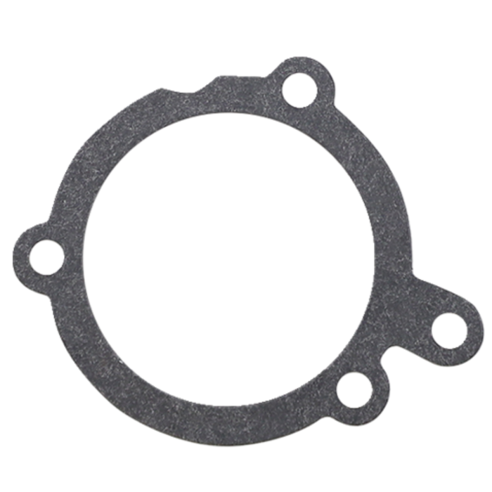 The James Gaskets James Air Cleaner-to-Carburetor Gasket for S&S Super E Carburetor is a flat, circular metal gasket featuring four holes spaced around its edge, displayed against a white background.