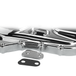 A close-up of a shiny metal engine or machine part, possibly from a Harley-Davidson Sportster, with two smaller metal and rubber gaskets—including a James Inspection Cover Gasket for 2004-2022 Harley-Davidson Sportster by James Gaskets—placed in front of it on a white background.