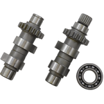 Two Andrews Products TW26A Camshafts for 2000-2006 Harley-Davidson Twin Cam engines, complete with gears and an included ball bearing, are displayed on a white background—making them an ideal street cam upgrade.