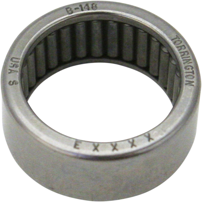 S&S Cycle S&S Inner Cam Bearing for 1999-2006 Harley-Davidson Twin Cam—cylindrical metal needle roller bearing with visible engraved text, featuring inner needle rollers and a smooth outer surface; ideal as an OE replacement inner cam bearing for Harley-Davidson Twin Cam engines.