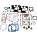 A James Top End Gasket Kit for Harley-Davidson Twin Cam featuring an assortment of gaskets, O-rings, and seals in various shapes, sizes, and materials laid out on a white surface.