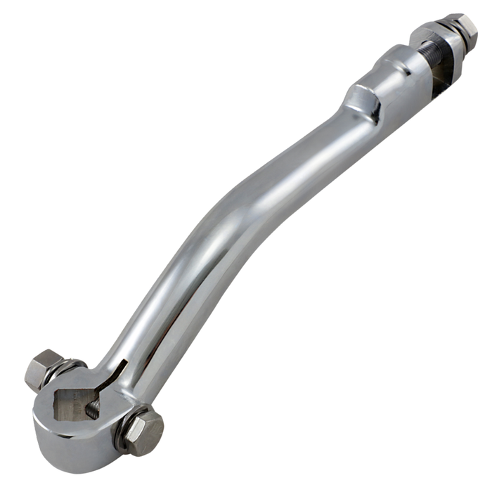 Chrome-plated Drag Specialties Forged Kicker Arm for 1936-1986 Harley-Davidson Big Twin and Sportster, including mounting bolt and hardware.