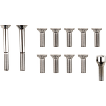 A set of eleven OEM reproduction metal machine screws with flat heads and threaded shanks for a Colony Transmission Top Cover Screw Kit for 1952-E1978 Harley-Davidson Big Twin.