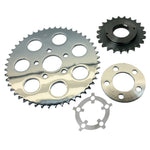 Two TC Bros. Belt-to-Chain Conversion Kits for Harley-Davidson Sportster 1991-1994—one silver, one black—perfect for upgrading to a 530 chain drive or converting from belt to chain.