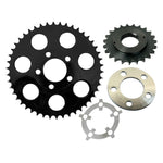 Two TC Bros. Belt-to-Chain Conversion Kits for Harley-Davidson Sportster 1991-1994—one silver, one black—perfect for upgrading to a 530 chain drive or converting from belt to chain.