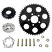 Two TC Bros. Belt-to-Chain Conversion Kits for Harley-Davidson Dyna 2006-2017, each with sprockets, bolts, and washers—one chrome and one black finish.