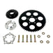 The TC Bros. Belt-to-Chain Drive Conversion Kit for 2000-2005 Harley-Davidson Dyna features 530 chain drive sprockets, bolts, washers, and mounting components displayed on a white background.