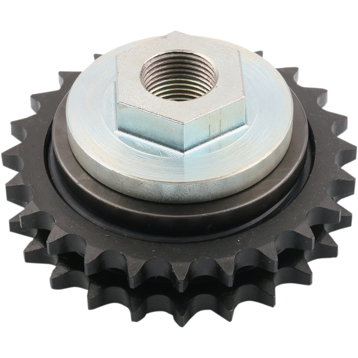 Black metal double-row BDL Compensator Sprocket Kit For 2007-2021 Harley-Davidson Big Twin with a splined center hole.