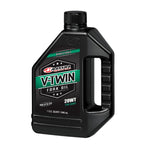 A 1-quart black bottle of Maxima Fork Oil, 20WT heavy formula, featuring a handle and green label—ideal for servicing your Harley-Davidson suspension.