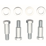 Four hex-head metal bolts and four matching washers from the Mid-USA Shock Absorber Fastener Kit for 1989-1998 Harley-Davidson Softail are displayed on a white background.