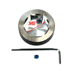 A round, black plastic object with a smooth, glossy finish and a small hole on its side—this Moto Iron® Steering Stem Bolt Cover for Harley-Davidson 39mm Narrowglide is photographed on a white background.