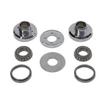 A set of Wyatt Gatling Chrome Neck Cup Kit With Hidden Fork Stop 1949-1987 Harley-Davidson Big Twins.