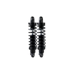 A pair of black Legend 13" Revo-A Coil Shocks 1999-2017 Harley Dyna - Black (Heavy Duty) by Legend Suspensions on a white background.