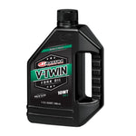 A 1-quart black bottle of Maxima Fork Oil, 20WT heavy formula, featuring a handle and green label—ideal for servicing your Harley-Davidson suspension.