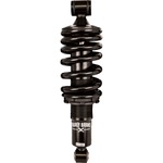 The Burly Slammer Lowering Shock for 2018-Up Harley-Davidson Softail features a coiled spring and "Burly" logo on the lower cylinder, shown here in black against a white background.