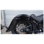 The Burly Slammer Lowering Shock for 2018-Up Harley-Davidson Softail features a coiled spring and "Burly" logo on the lower cylinder, shown here in black against a white background.