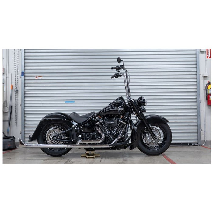 The Burly Slammer Lowering Shock for 2018-Up Harley-Davidson Softail features a coiled spring and "Burly" logo on the lower cylinder, shown here in black against a white background.