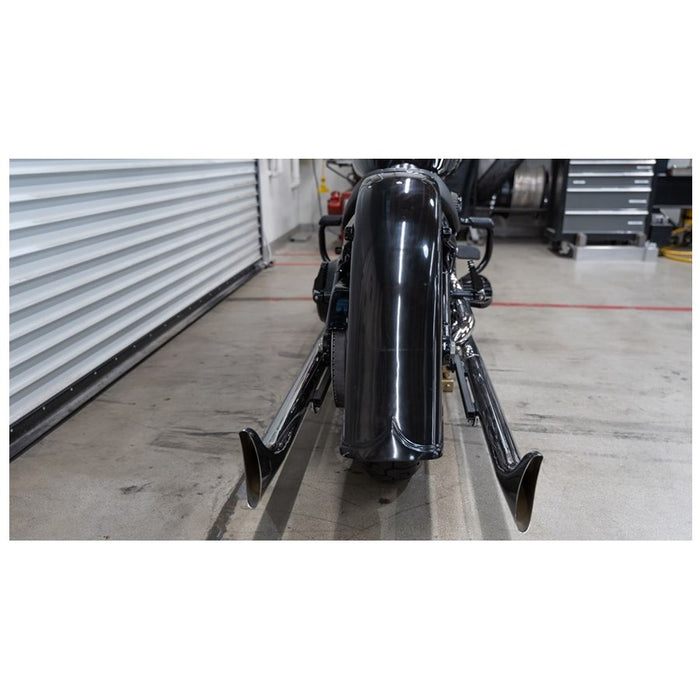 The Burly Slammer Lowering Shock for 2018-Up Harley-Davidson Softail features a coiled spring and "Burly" logo on the lower cylinder, shown here in black against a white background.