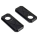 Two black and two silver rectangular plates with X-pattern engraving, plus two Handlebar Riser Bushings from the TC Bros. Handlebar Riser Bushing Conversion Kit, are arranged on a white background.