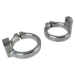 The TC Bros. Fairing Clamp for Pro Series Triple Trees features a split design with a screw hole, ideal for securely positioning components like fairings on motorcycle shafts.