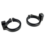 The TC Bros. Fairing Clamp for Pro Series Triple Trees features a split design with a screw hole, ideal for securely positioning components like fairings on motorcycle shafts.