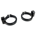 The TC Bros. Fairing Clamp for Pro Series Triple Trees features a split design with a screw hole, ideal for securely positioning components like fairings on motorcycle shafts.