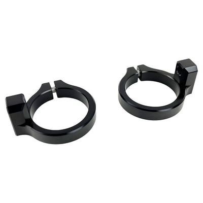 The TC Bros. Fairing Clamp for Pro Series Triple Trees features a split design with a screw hole, ideal for securely positioning components like fairings on motorcycle shafts.