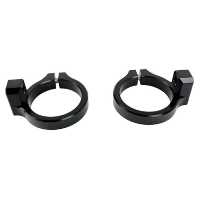 The TC Bros. Fairing Clamp for Pro Series Triple Trees features a split design with a screw hole, ideal for securely positioning components like fairings on motorcycle shafts.