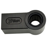 Two identical TC Bros. Shock Extensions for 2018-Up Harley-Davidson Softail, black metal with "TC Bros." engraving, shown side by side on a white background—perfect for upgrading your motorcycle suspension or lift kit.