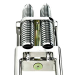 Front view of a Wyatt Gatling Springer Front End for Harley-Davidson frames with 1" neck, featuring chrome plating, dual springs, and extended fork legs, isolated on a white background.