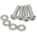 Four metal hex socket bolts and four washers from the Drag Specialties Shock Mount Kit for Harley-Davidson Sportster are shown on a white background.