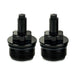 Two black metal Moto Iron Preload Adjusters for Harley-Davidson 39mm forks, featuring hexagonal tops and threaded bases.