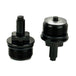 Two black metal Moto Iron Preload Adjusters for Harley-Davidson 39mm forks, featuring hexagonal tops and threaded bases.