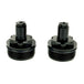 Two black metal Moto Iron Preload Adjusters for Harley-Davidson 49mm forks with threaded bases.