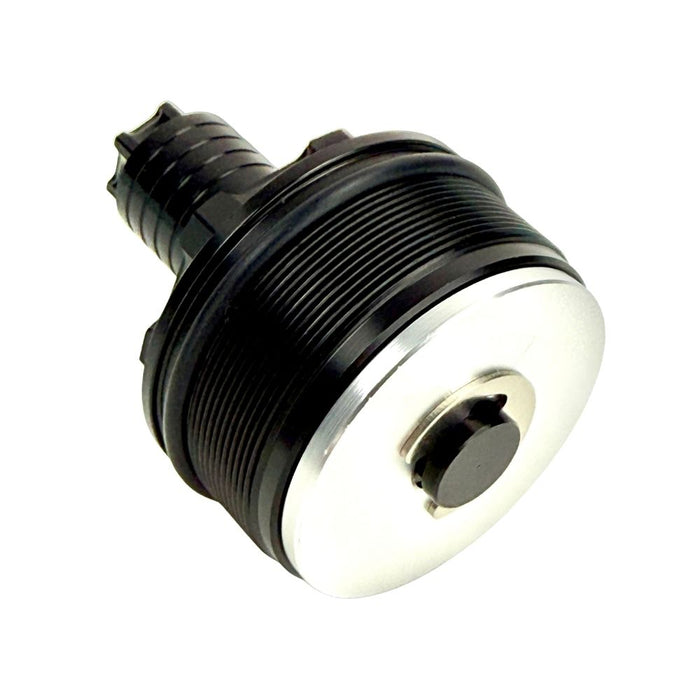 Two black metal Moto Iron Preload Adjusters for Harley-Davidson 49mm forks with threaded bases.