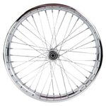 The Wyatt Gatling 21" Spool Hub Chopper Wheel features chrome finish, metal spokes, a central spool hub, and 5/8 inch bearings, shown against a white background.