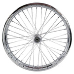The Wyatt Gatling 21" Spool Hub Chopper Wheel features chrome finish, metal spokes, a central spool hub, and 5/8 inch bearings, shown against a white background.