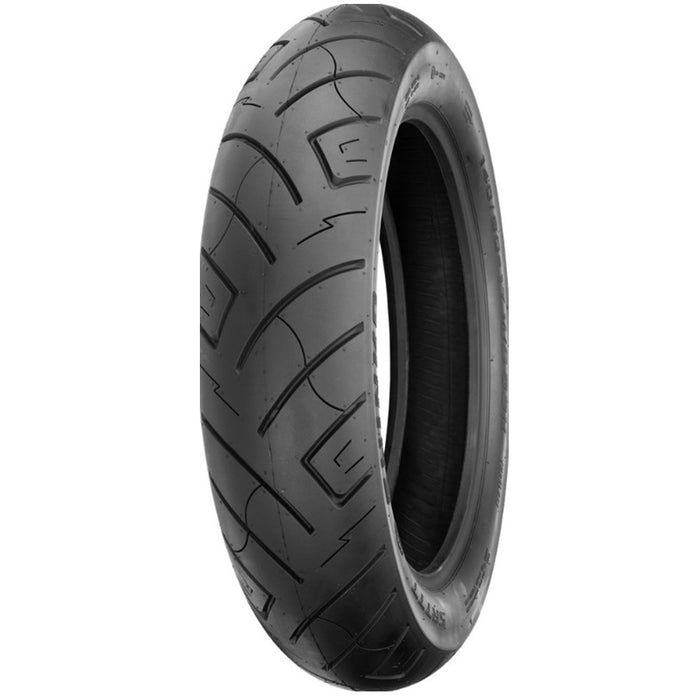 A Shinko SR777 130/60B/19 Front Tire on a white background.