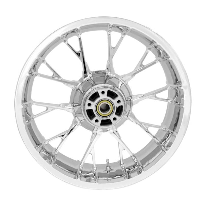 The Coastal Moto Marlin Precision Cast 3D 18x5.5 Rear Wheel in chrome, designed for &