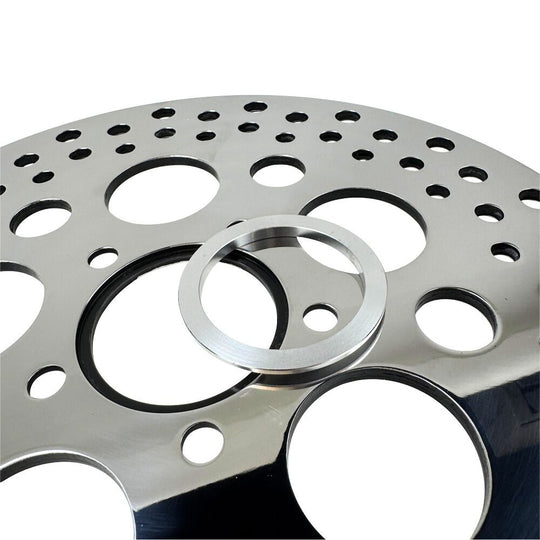 A 11.5" Polished Rear Brake Rotor for 84-13 Sportster & Big Twin by Moto Iron® on a white background.