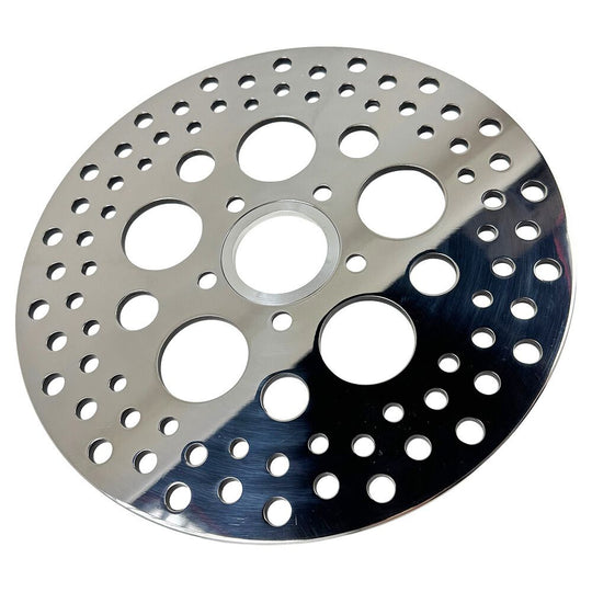 A 11.5" Polished Rear Brake Rotor for 84-13 Sportster & Big Twin by Moto Iron® on a white background.